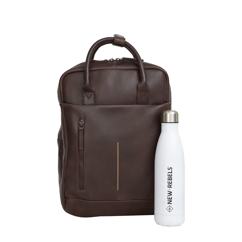New Rebels New Rebels Obsidian Miami Braun Leder Laptoprucksack 13 Zoll Premium Business Rucksack Arbeitsrucksack Schulrucksack 10 Liter Echtleder
