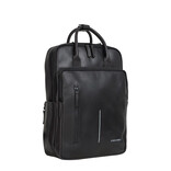 New Rebels New Rebels Obsidian Milwaukee Zwart Leren Laptoprugzak 15.6 inch Premium Werktas Schooltas Business 18 Liter Echt Leer