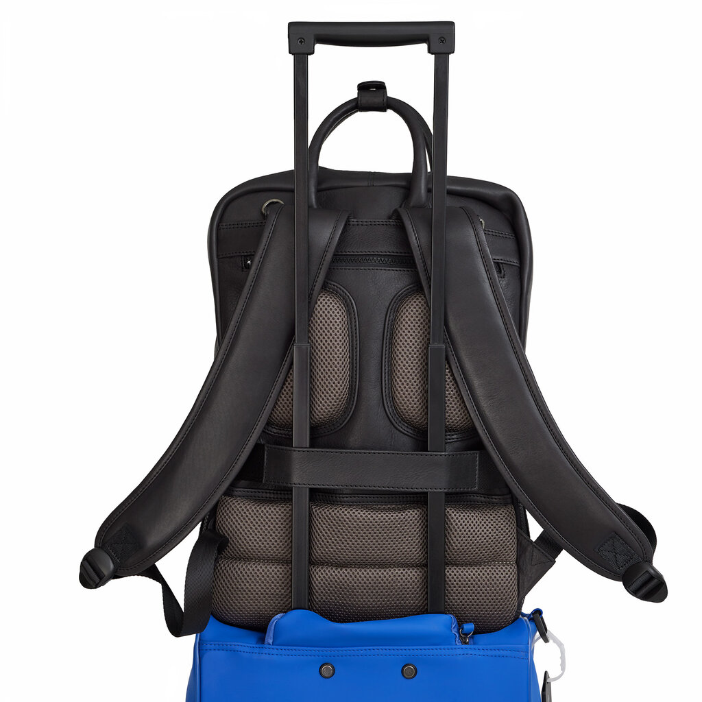 New Rebels New Rebels Obsidian Milwaukee Zwart Leren Laptoprugzak 15.6 inch Premium Werktas Schooltas Business 18 Liter Echt Leer
