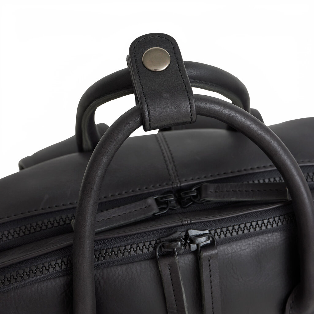 New Rebels New Rebels Obsidian Milwaukee Zwart Leren Laptoprugzak 15.6 inch Premium Werktas Schooltas Business 18 Liter Echt Leer