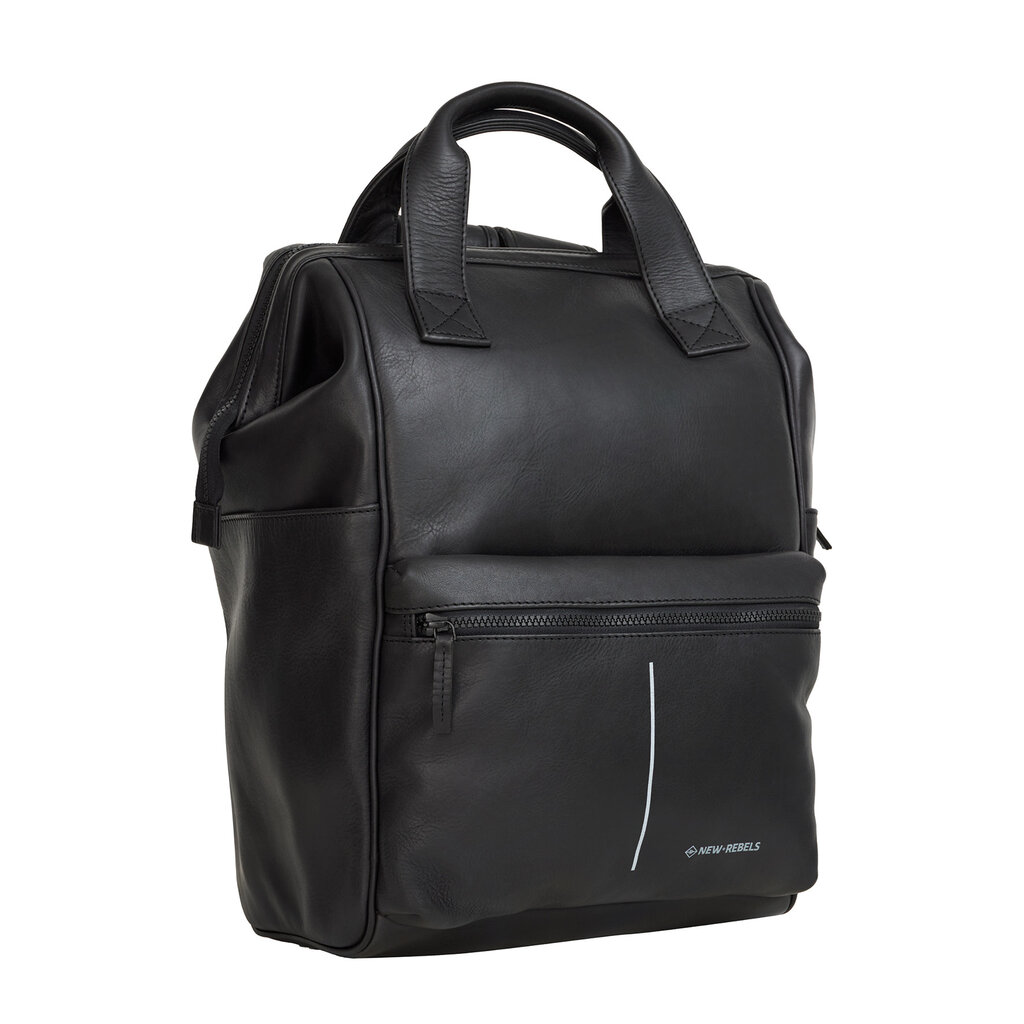 New Rebels New Rebels Obsidian Tremont Schwarz Leder Laptoprucksack 14 Zoll Premium Business Rucksack Arbeitsrucksack Schulrucksack Echtleder