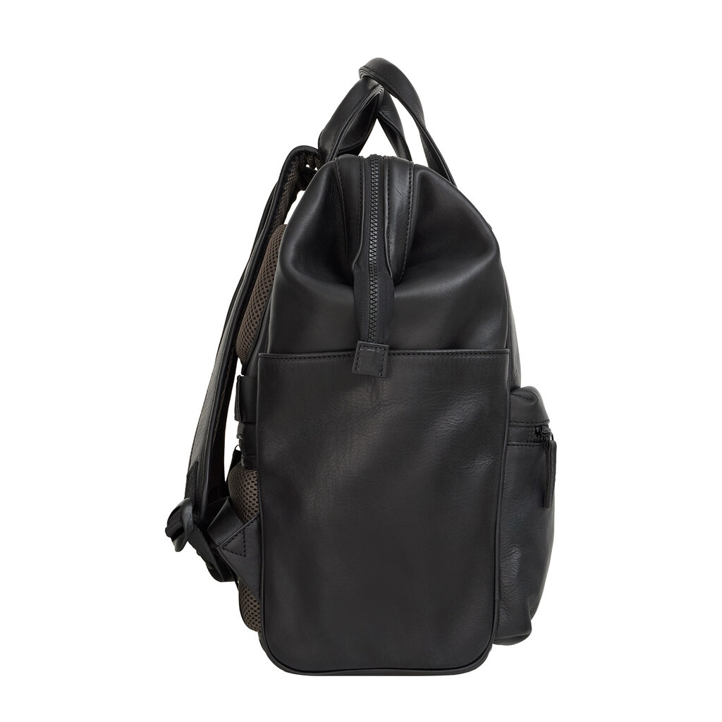 New Rebels New Rebels Obsidian Tremont Black Leather Laptop Backpack 14 Inch Premium Business Work School Bag Genuine Leather