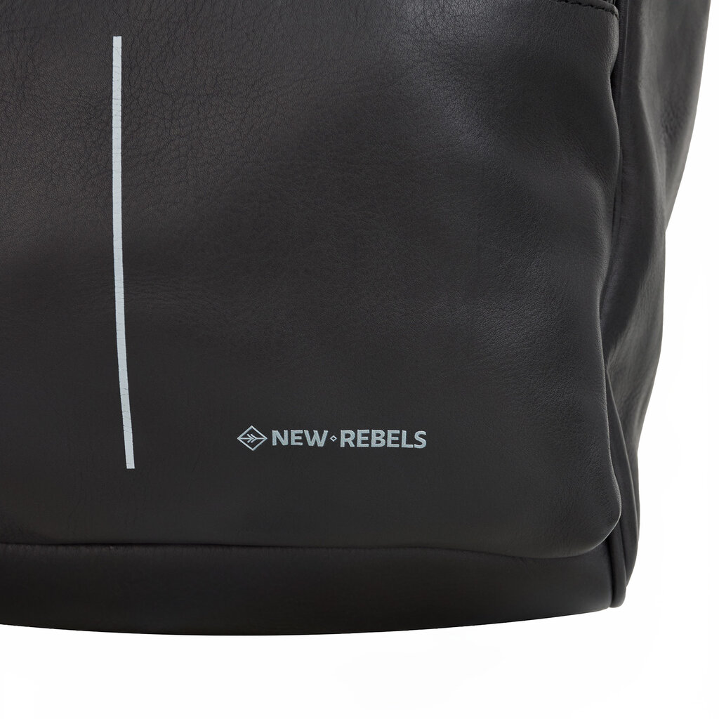 New Rebels New Rebels Obsidian Tremont Schwarz Leder Laptoprucksack 14 Zoll Premium Business Rucksack Arbeitsrucksack Schulrucksack Echtleder