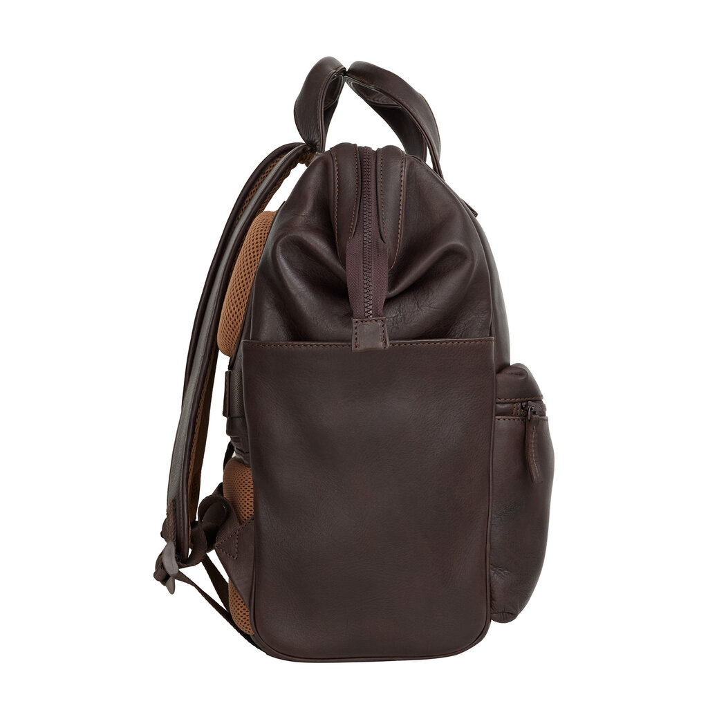 New Rebels New Rebels Obsidian Tremont Bruin Leren Laptoprugzak 14 inch Premium Werktas Schooltas Business Echt Leer