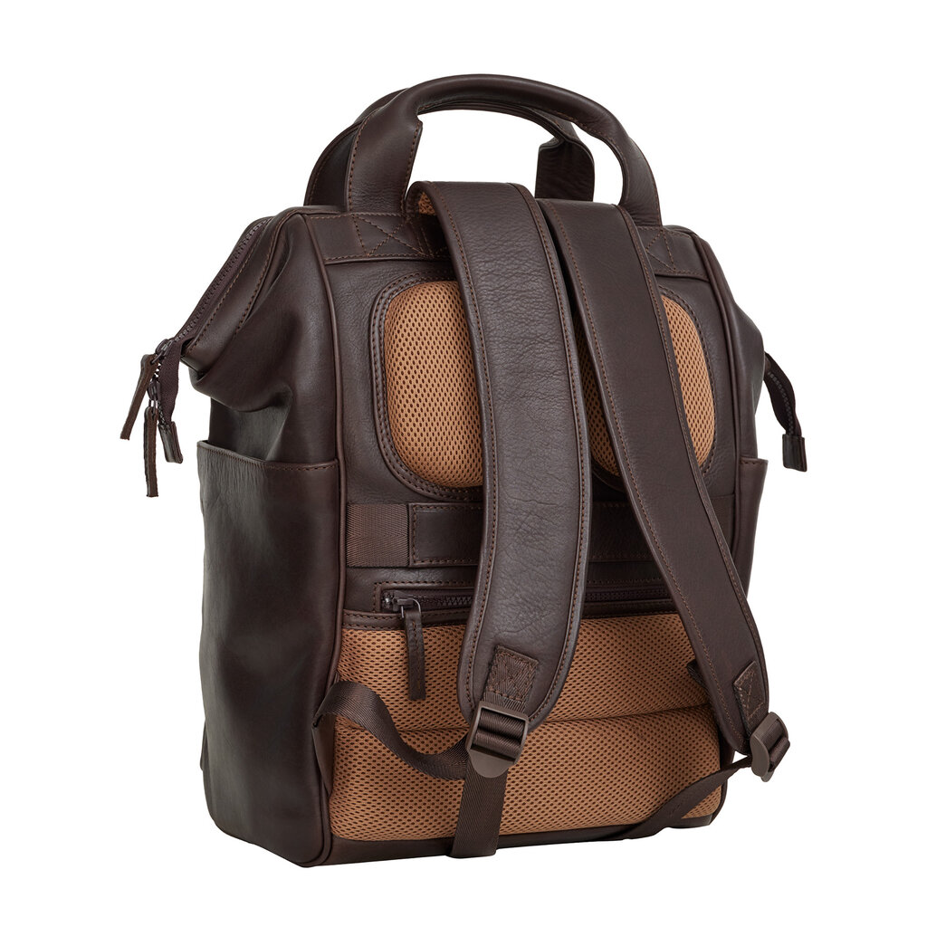 New Rebels New Rebels Obsidian Tremont Bruin Leren Laptoprugzak 14 inch Premium Werktas Schooltas Business Echt Leer
