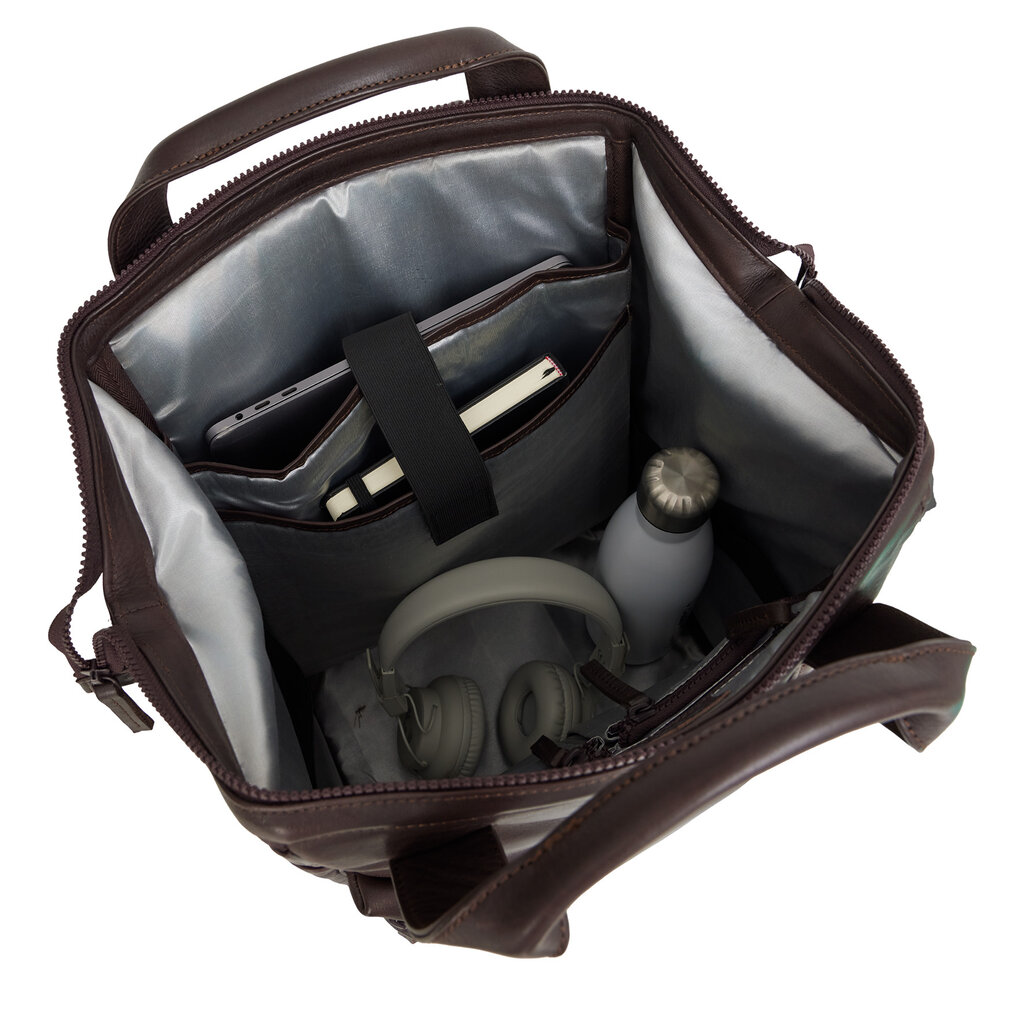 New Rebels New Rebels Obsidian Tremont Bruin Leren Laptoprugzak 14 inch Premium Werktas Schooltas Business Echt Leer