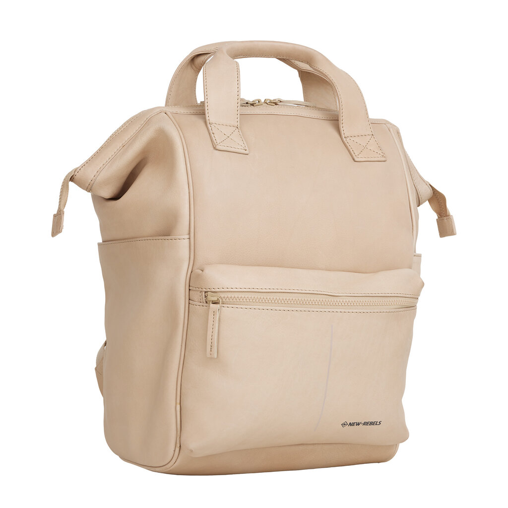 New Rebels New Rebels Obsidian Tremont Beige Leren Laptoprugzak 14 inch Premium Werktas Schooltas Business Echt Leer