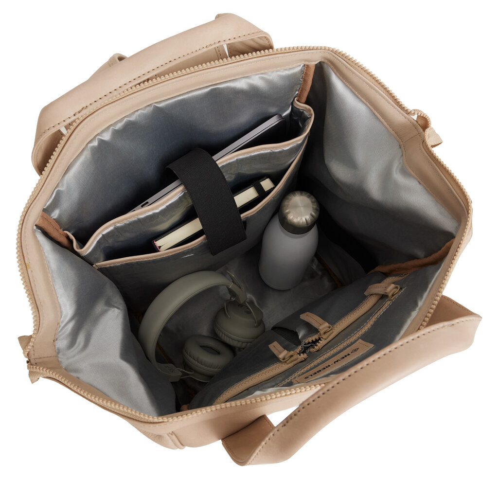 New Rebels New Rebels Obsidian Tremont Beige Leren Laptoprugzak 14 inch Premium Werktas Schooltas Business Echt Leer