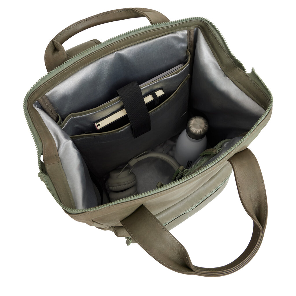 New Rebels New Rebels Obsidian Tremont Saliegroen Leren Laptoprugzak 14 inch Premium Werktas Schooltas Business Echt Leer