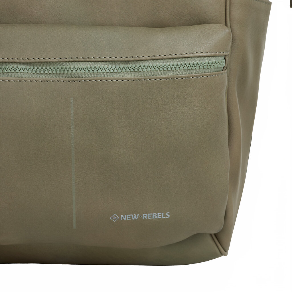 New Rebels New Rebels Obsidian Tremont Saliegroen Leren Laptoprugzak 14 inch Premium Werktas Schooltas Business Echt Leer