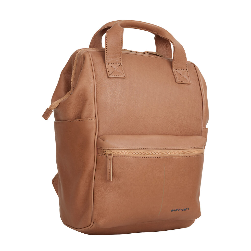 New Rebels New Rebels Obsidian Tremont Camel Leren Laptoprugzak 14 inch Premium Werktas Schooltas Business Echt Leer