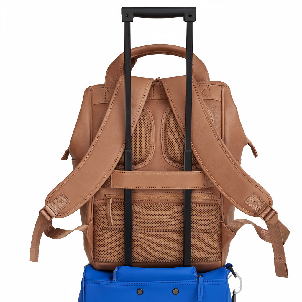 New Rebels New Rebels Obsidian Tremont Camel Leren Laptoprugzak 14 inch Premium Werktas Schooltas Business Echt Leer