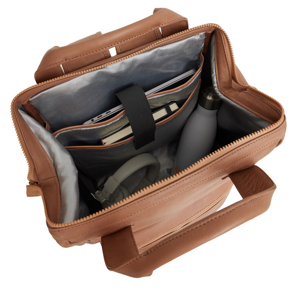 New Rebels New Rebels Obsidian Tremont Camel Leren Laptoprugzak 14 inch Premium Werktas Schooltas Business Echt Leer