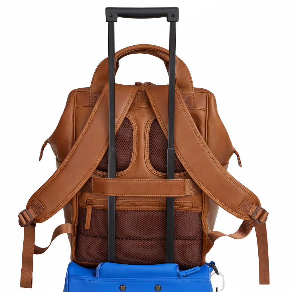 New Rebels New Rebels Obsidian Tremont Cognac Leather Laptop Backpack 14 Inch Premium Business Work School Bag Genuine Leather
