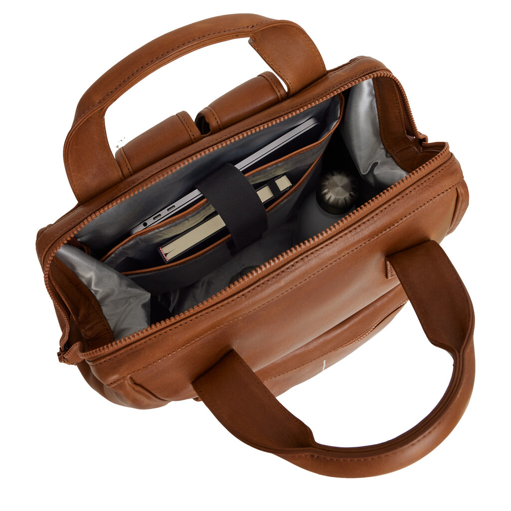 New Rebels New Rebels Obsidian Tremont Cognac Leren Laptoprugzak 14 inch Premium Werktas Schooltas Business Echt Leer