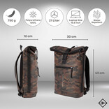 New Rebels New Rebels Mart New York Camouflage Green 21L Backpack Rolltop Water Repellent Laptop 15.6"