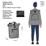 New Rebels New Rebels Mart New York Antraciet 21L Rugzak Rolltop Waterafstotend Laptop 15.6"