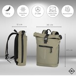 New Rebels New Rebels Mart New York Taupe 21L Backpack Rolltop Water Repellent Laptop 15.6"