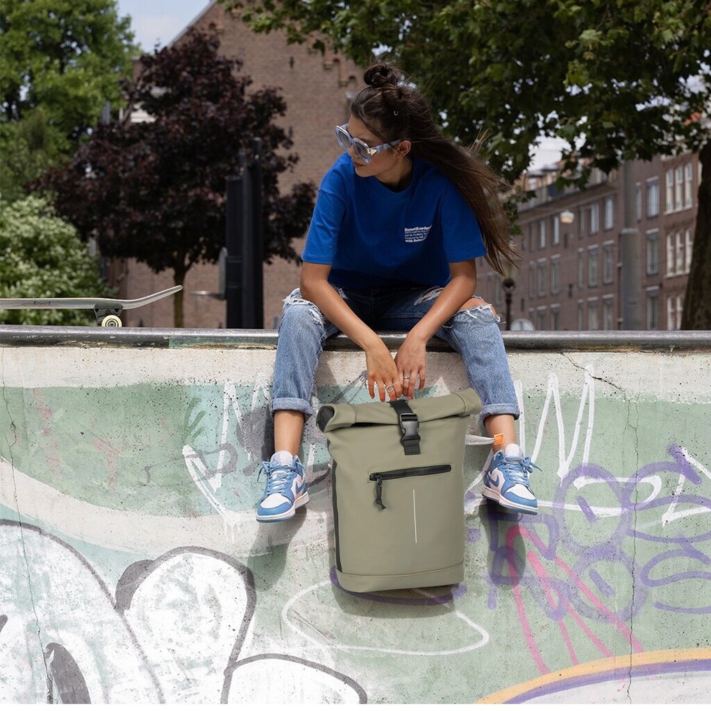 New Rebels New Rebels Mart New York Taupe 21L Backpack Rolltop Water Repellent Laptop 15.6"