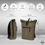 New Rebels New Rebels Mart New York Olive Grün 21L Rucksack Rolltop Wasserabweisend Laptop 15.6"