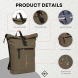 New Rebels New Rebels Mart New York Olive Grün 21L Rucksack Rolltop Wasserabweisend Laptop 15.6"