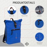 New Rebels New Rebels Mart New York Kobaltblauw 21L Rugtas Rolltop Waterafstotend Laptop 15.6"