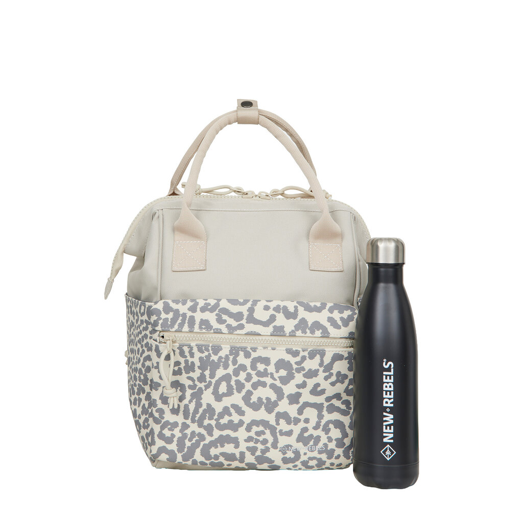 New Rebels New Rebels Urban Leopard Weverly Backpack Work Bag 10L Laptop Backpack PU Nylon Grey