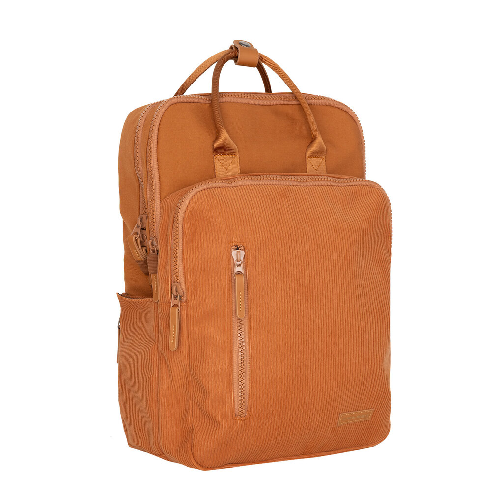 New Rebels New Rebels Ribbi Milwaukee – Laptoptas Schooltas Werktas 15.6 inch Laptopvak Rugzak Rib Fabric 18L Oranje / Coffee Brown