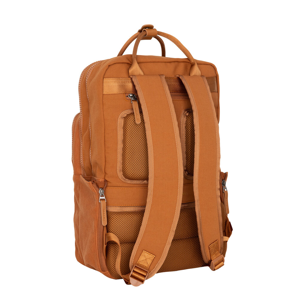 New Rebels New Rebels Ribbi Milwaukee – Laptoptasche Schultasche Arbeitstasche 15,6 Zoll Laptopfach Rucksack Rib Fabric 18L Coffee Brown