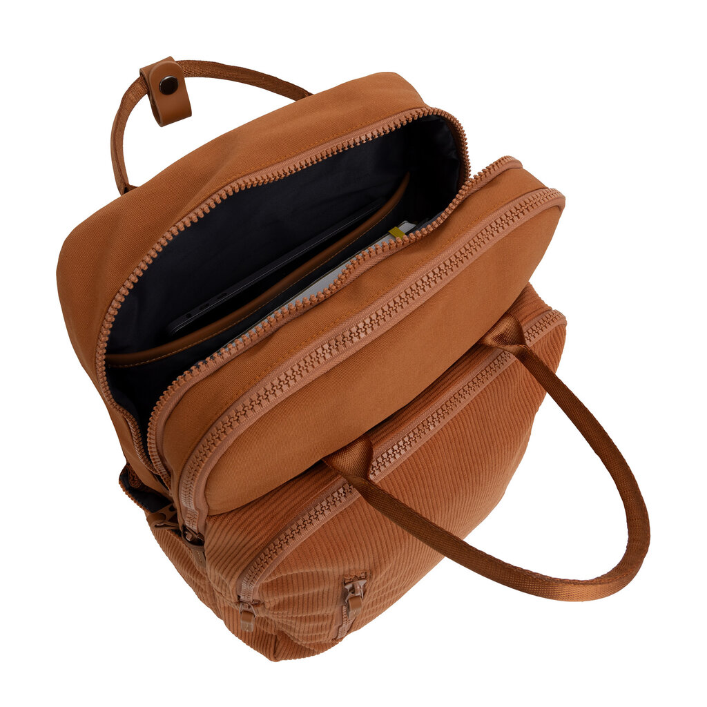 New Rebels New Rebels Ribbi Milwaukee – Laptop Bag School Backpack Work Bag 15.6 inch Laptop Compartment Rib Fabric 18L Coffee Brown
