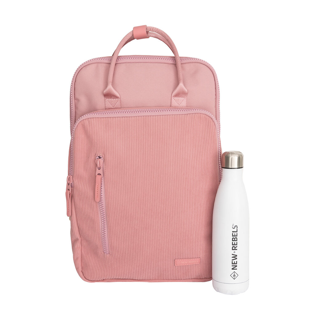New Rebels New Rebels Ribbi Milwaukee – Laptop Bag School Bag Work Bag 15.6 inch Laptop Compartment Backpack Rib Fabric 18L Old Pink