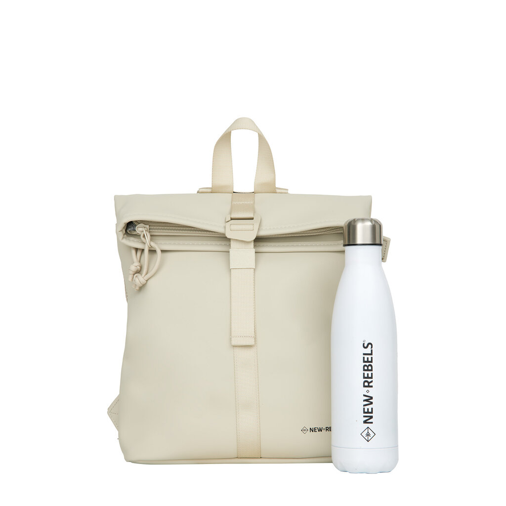 New Rebels New Rebels Los Angeles Rolltop Backpack Mini  7L Waterafstotende Rugzak van PU Beige