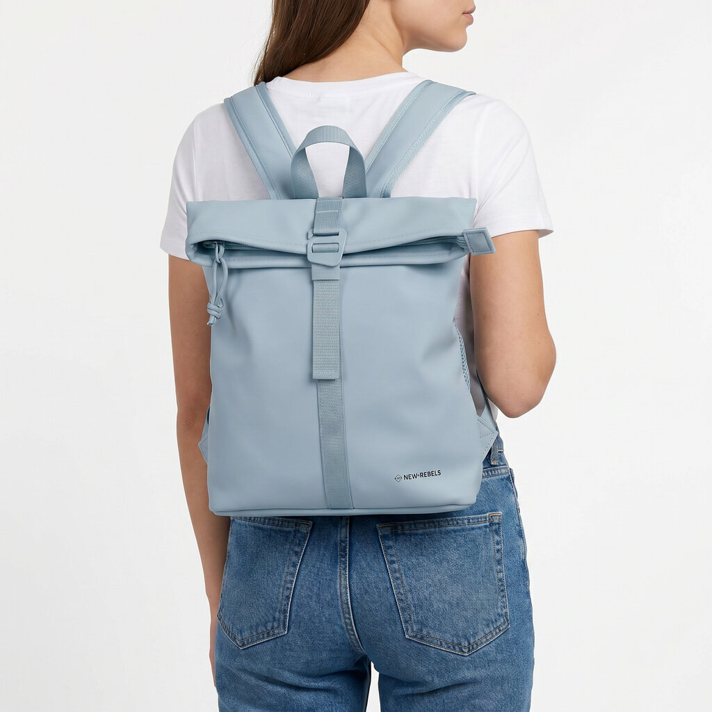 New Rebels New Rebels Branson Los Angeles Rolltop Rucksack Mini 7L Wasserabweisend PU Hellblau