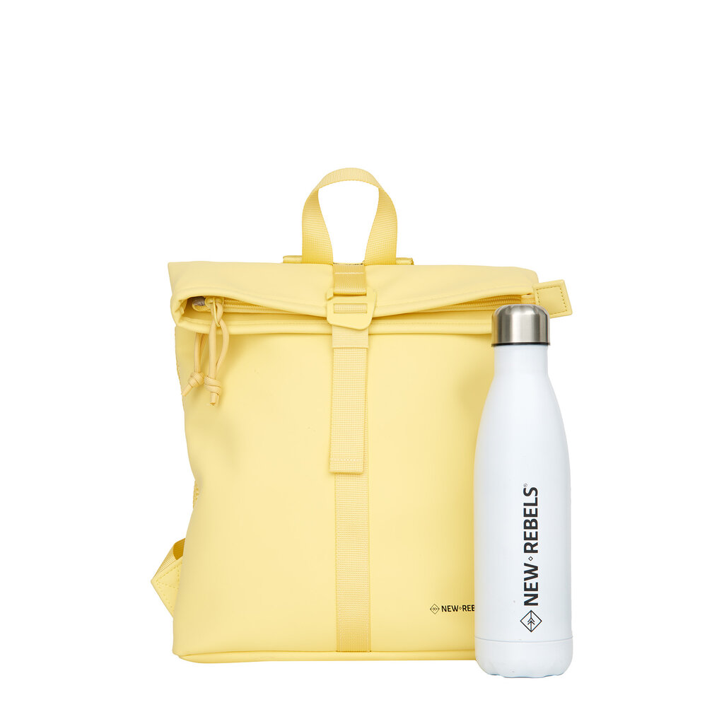 New Rebels New Rebels Branson Los Angeles Rolltop Backpack Mini 7L Waterafstotende Rugzak PU Butter Yellow