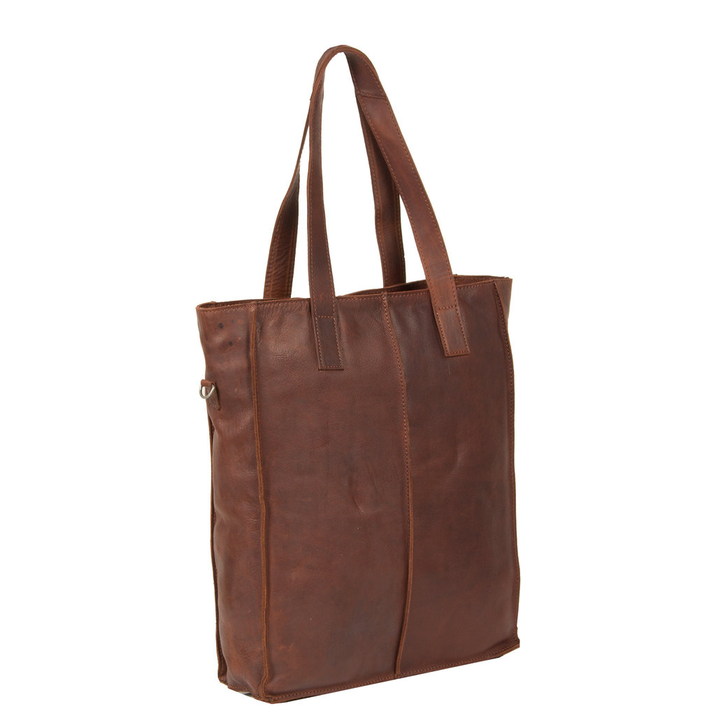 Justified Nynke - Leather Shopper Bag - Laptop Bag 15.6 Inch - Brown