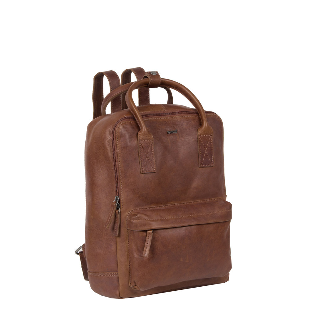 brown leather backpack laptop