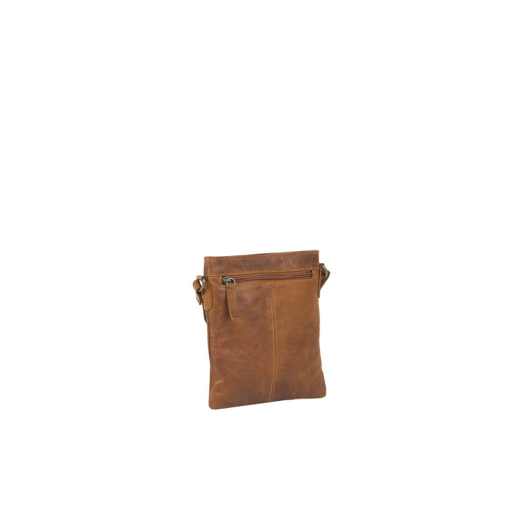 Justified Bags® Nynke Leder Umhängetasche mit Reißverschluss Cognac