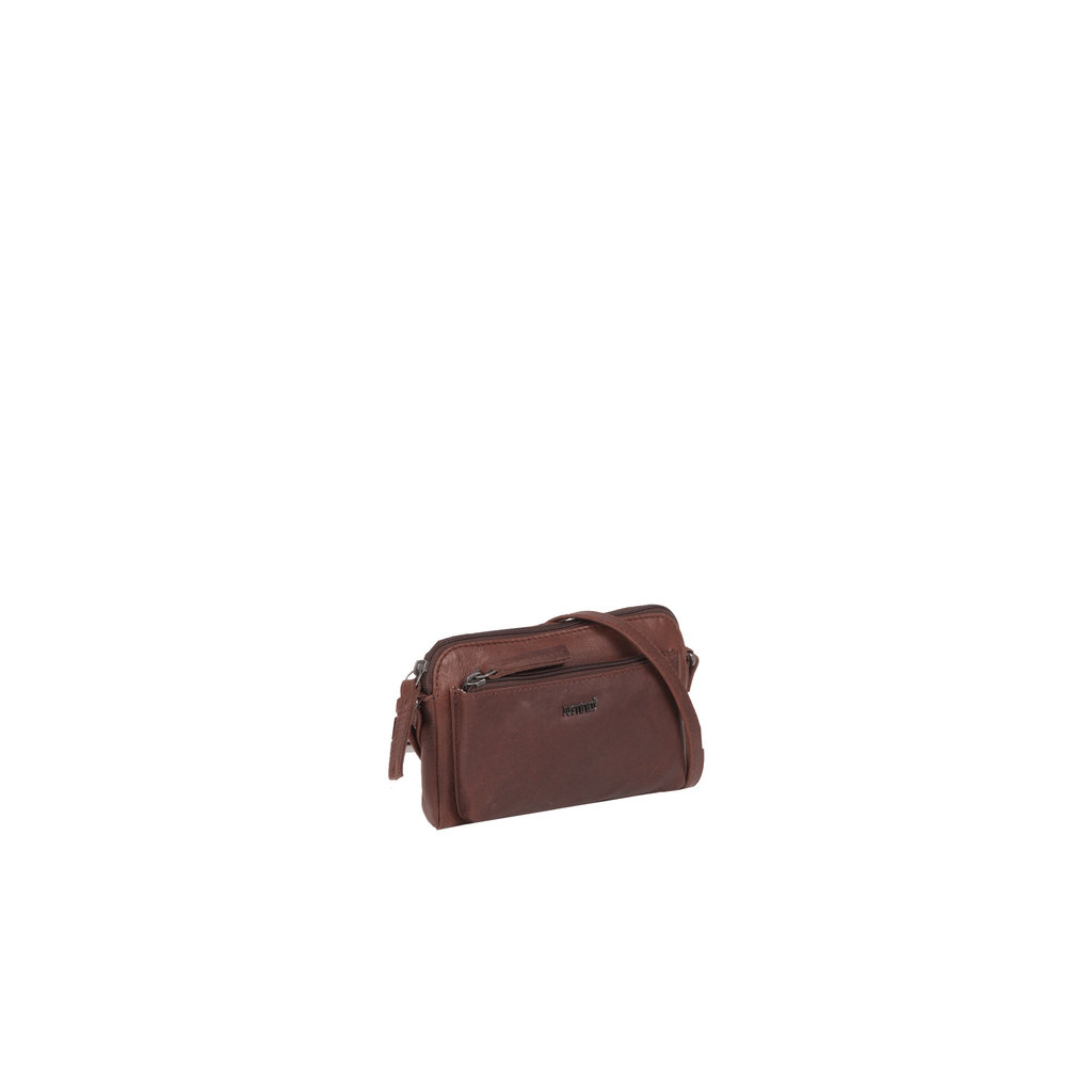 Justified Bags® Nynke Small Front Pocket Leren Schoudertas Bruin