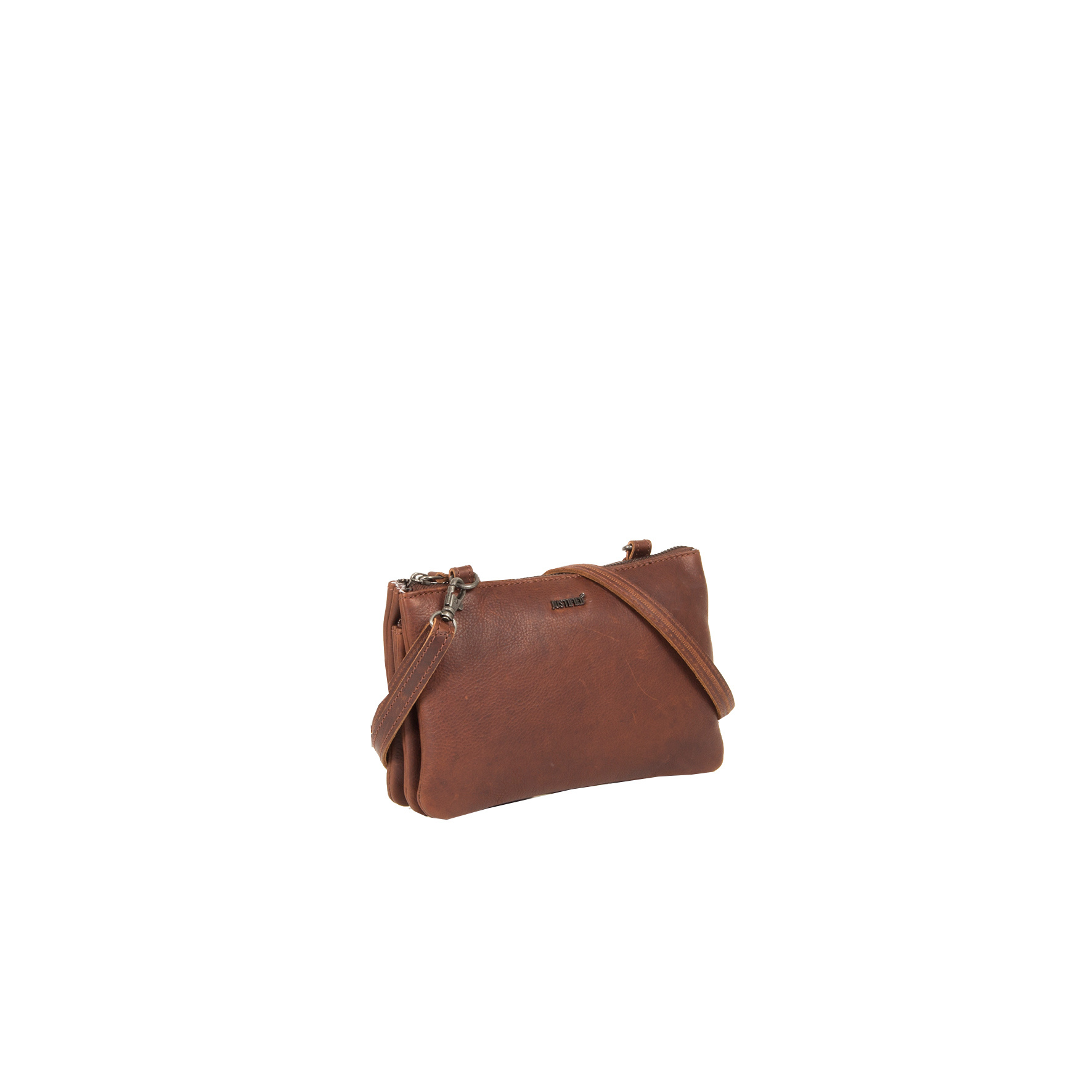 Justified Bags Justified Bags® NynkeTop Zip Leren Schoudertas Clutch Crossbody Tas Bruin