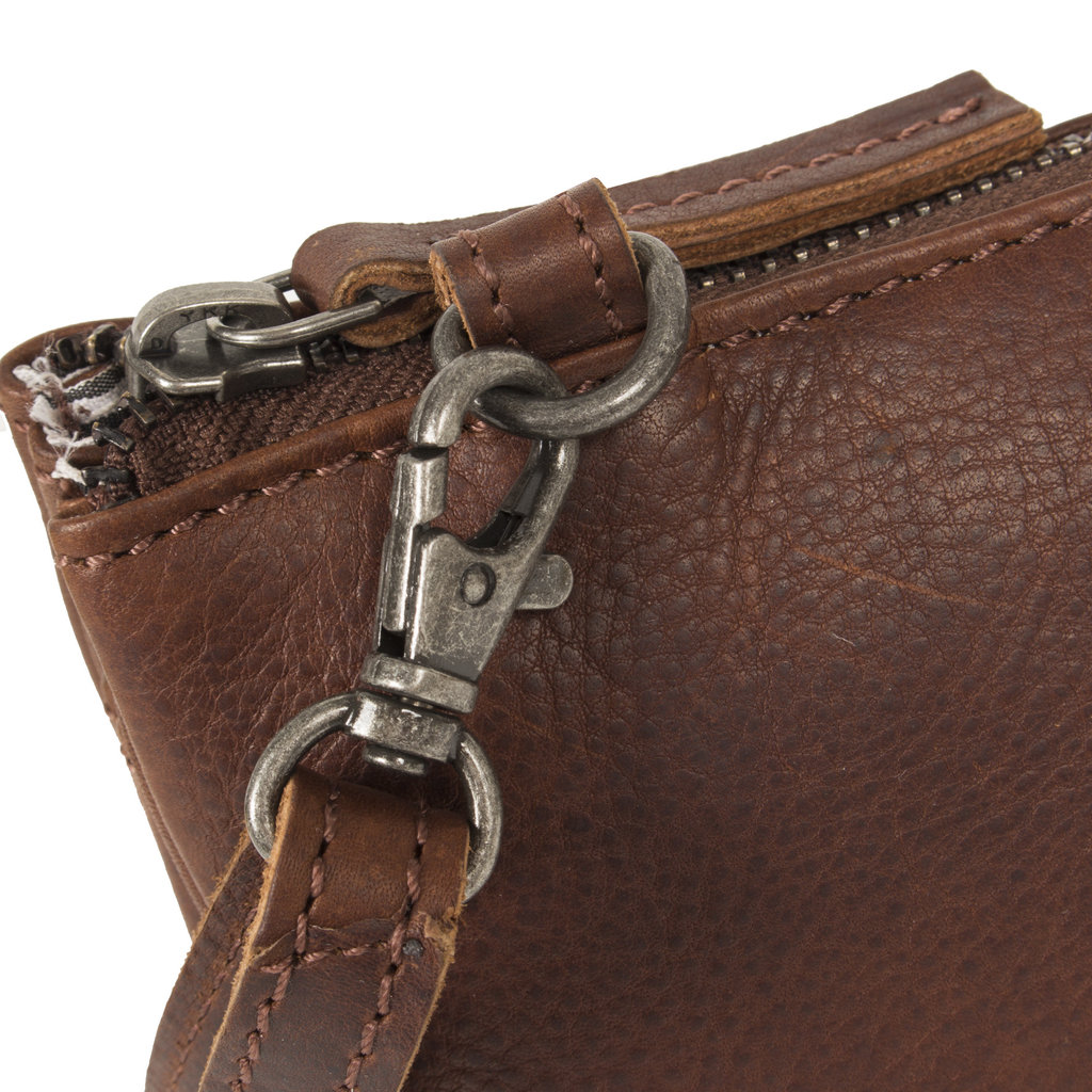 Justified Bags® Nynketop Zip Leather Shoulder Clutch Crossbody Bag Brown