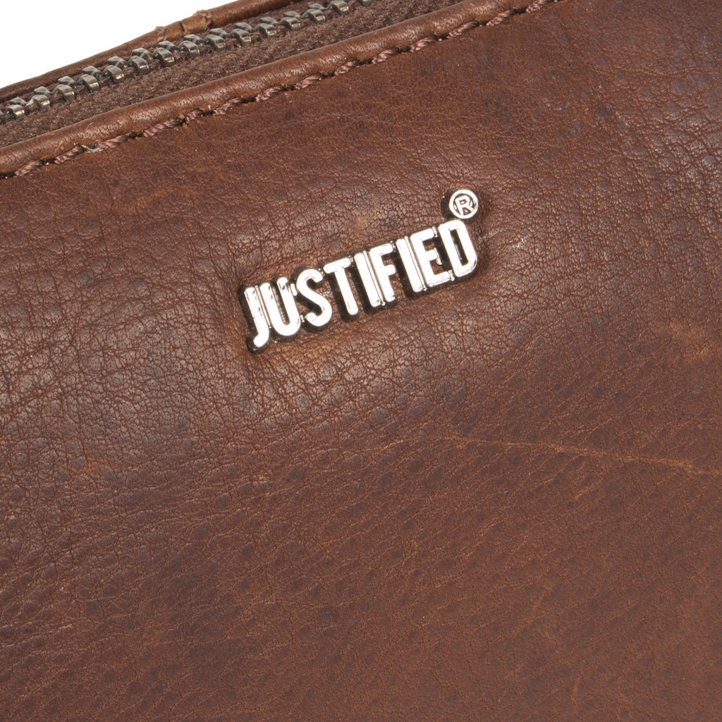 Justified Bags® Nynketop Zip Leather Shoulder Clutch Crossbody Bag Brown