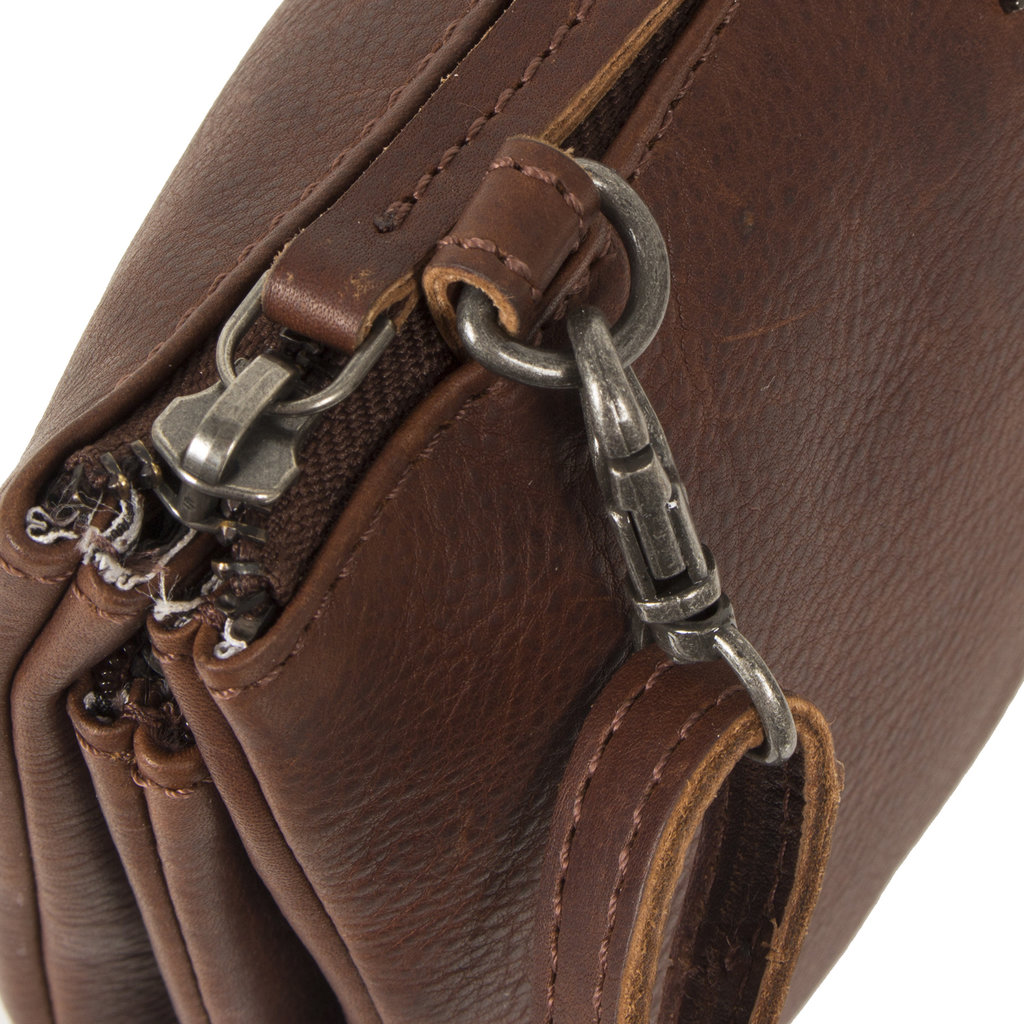 Justified Bags® NynkeTop Zip Leder Umhängetasche Clutch Crossbody Bag Braun