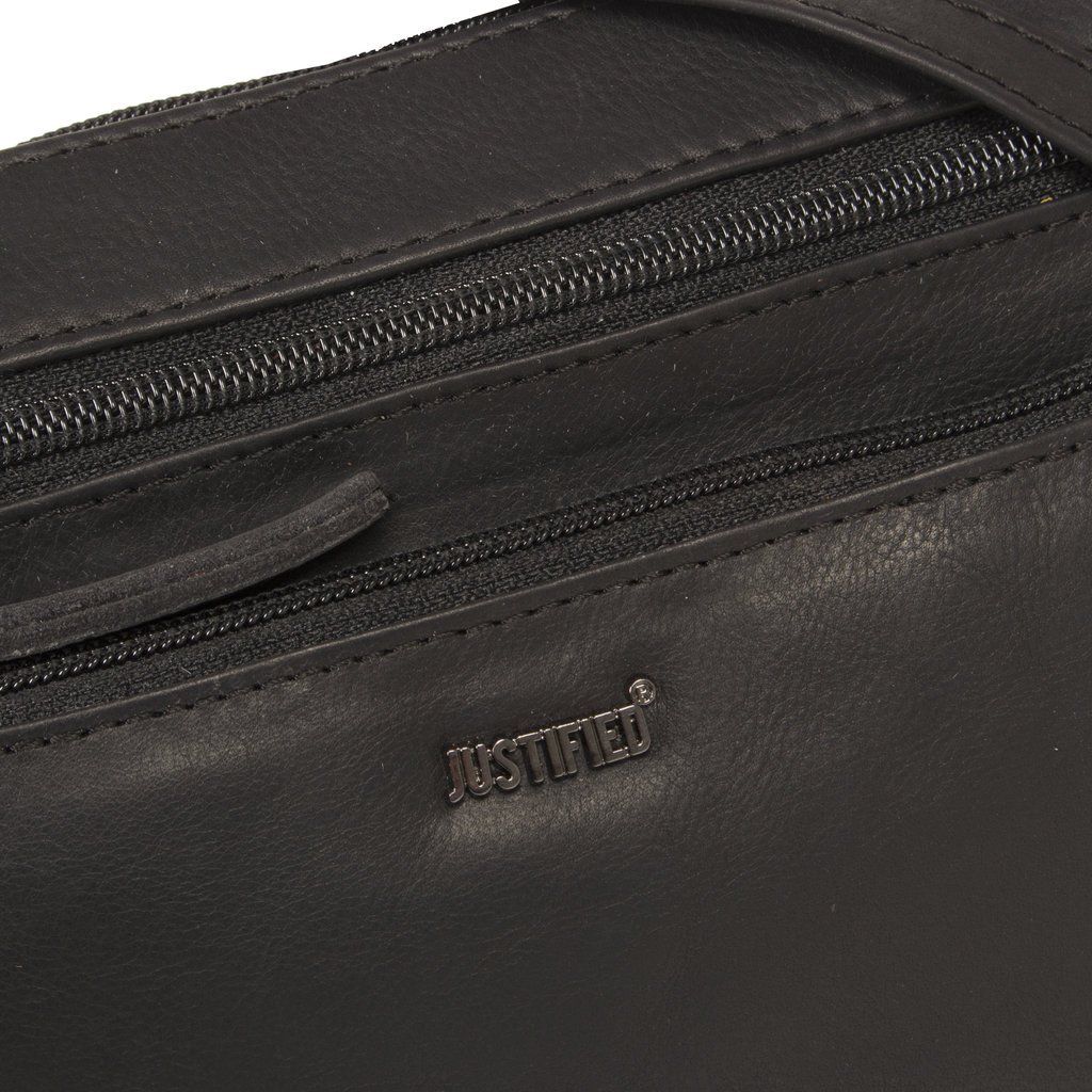 Justified Bags® Nynke Medium Front Pocket Leather Shoulder Bag Black
