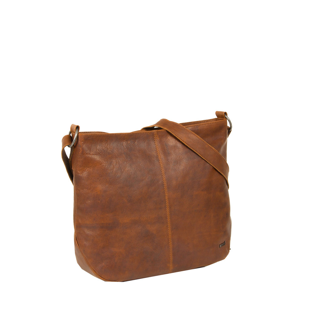 Justified Bags® Nynke Runde Leder-Umhängetasche Cognac