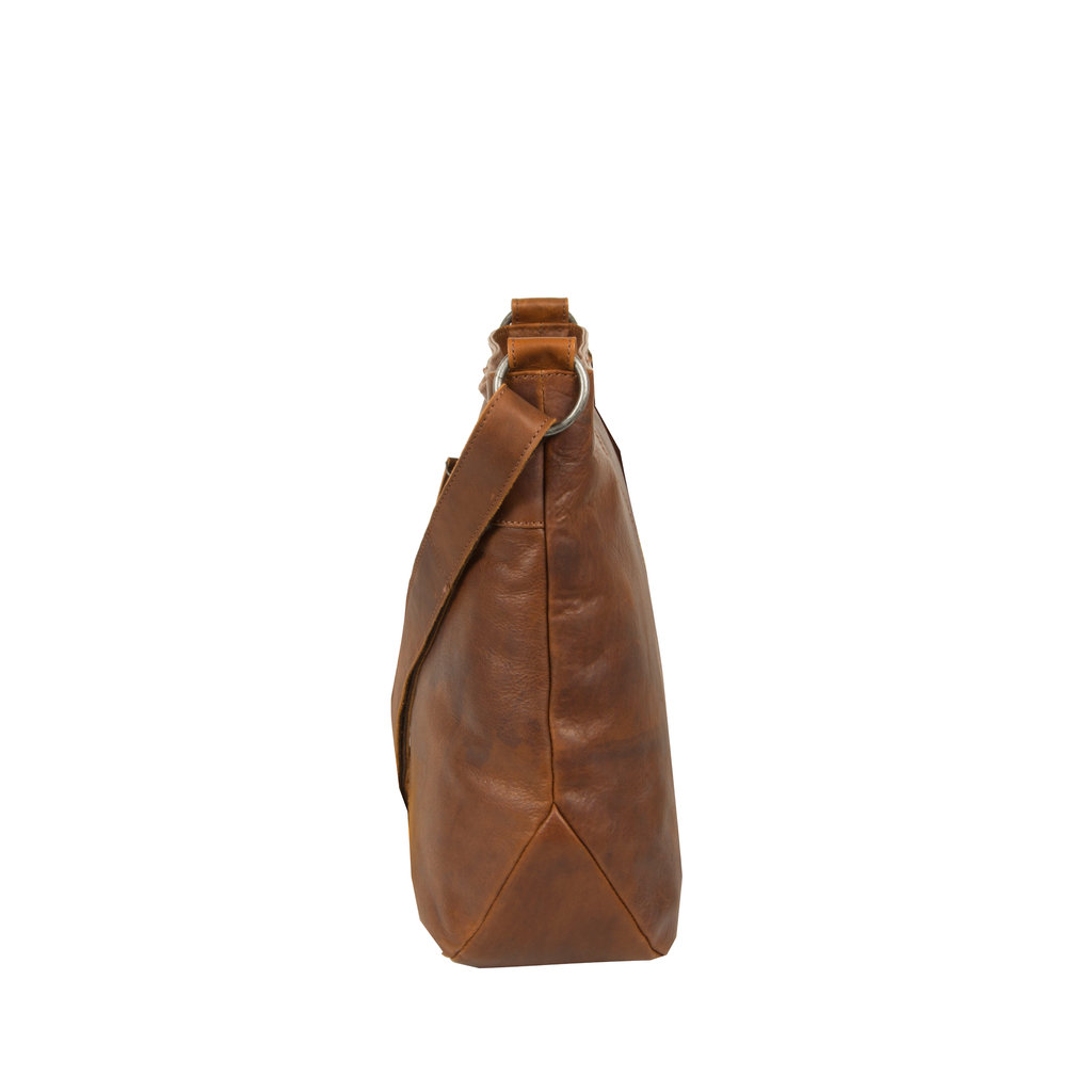 Justified Bags® Nynke Runde Leder-Umhängetasche Cognac