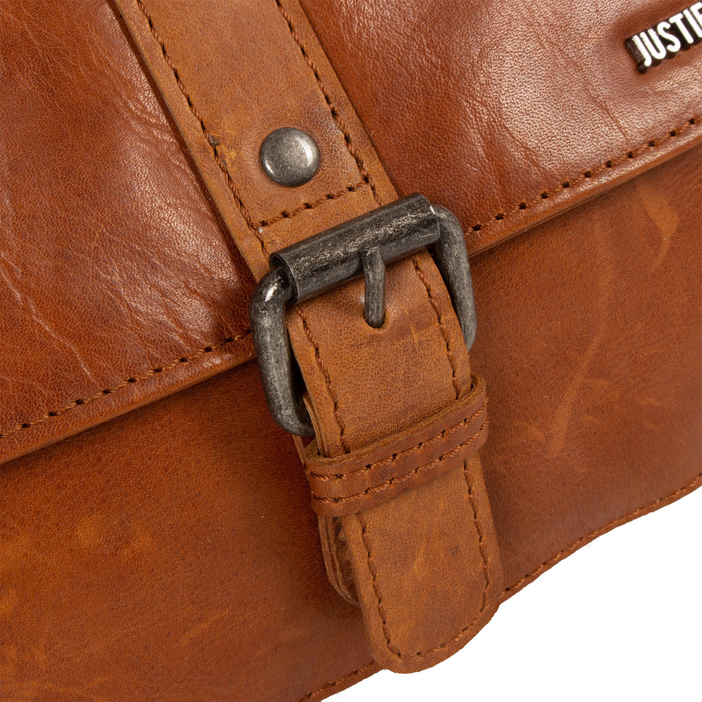 Justified Bags® Nynke Leather Shoulder Bag Cognac