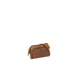 Justified Bags® Nynke Small Front Pocket Leather Shoulder Bag Cognac