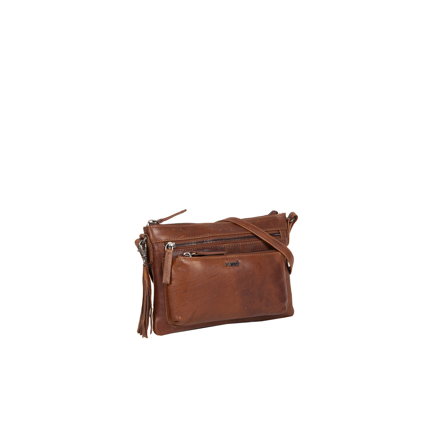 Justified Bags Justified Bags® Nynke Medium Front Pocket Leren Schoudertas Bruin