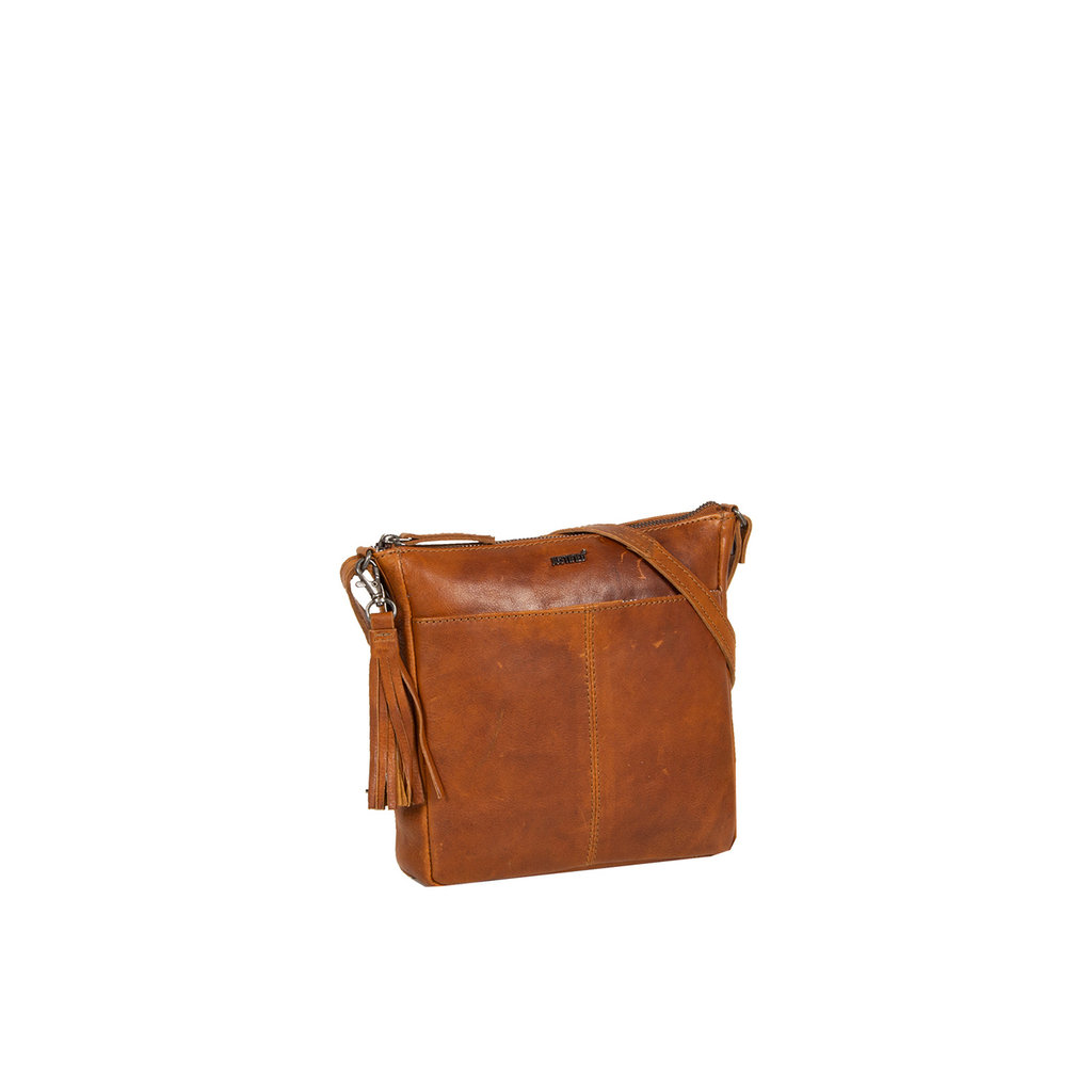 Justified Bags® Nynke Leather Shoulder Bag Cognac Small