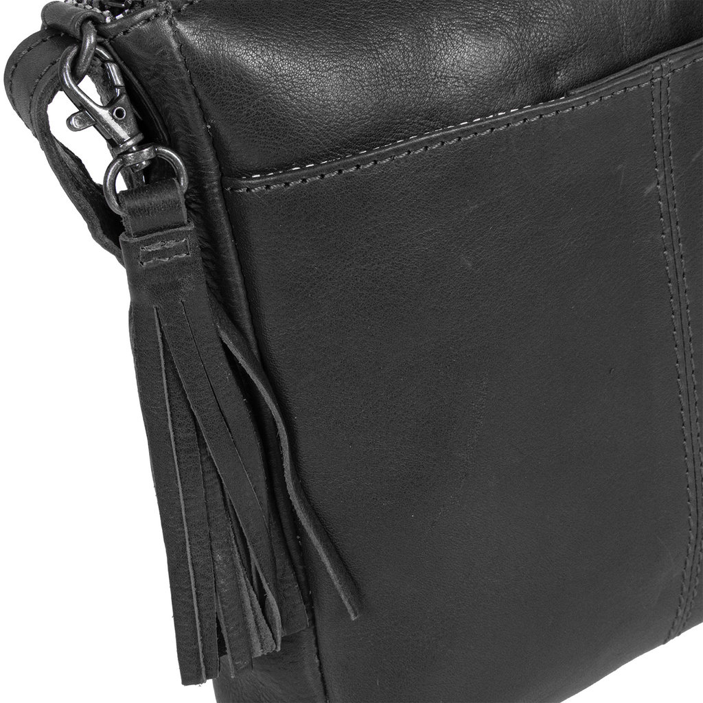 Justified Bags® Nynke Small Black Leather Shoulder Bag